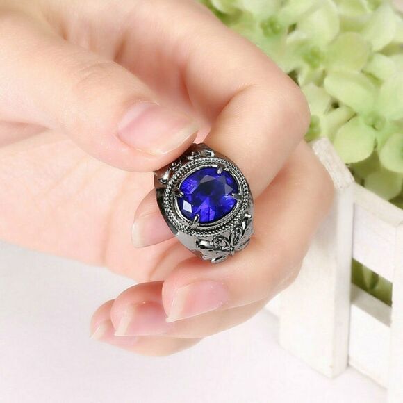 Jewelry - Blue Black Rhodium Plated Ring